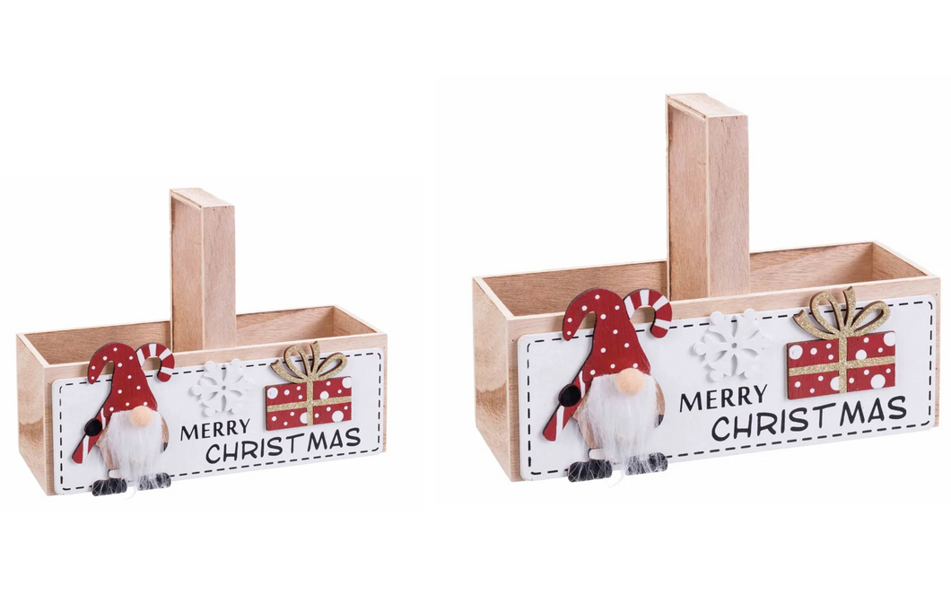 Mini Cesto de Natal em Madeira