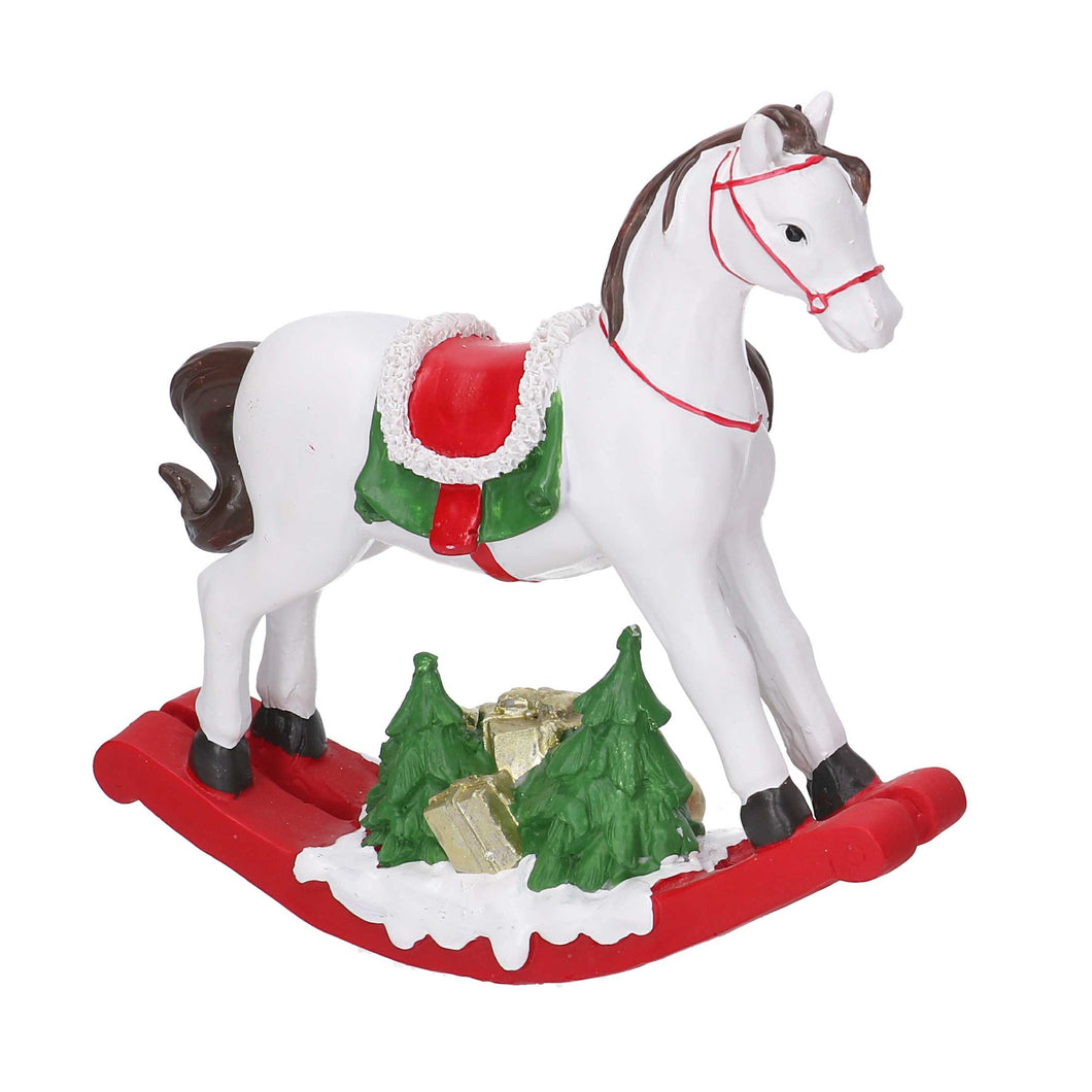 Cavalo Branco de Natal em Resina