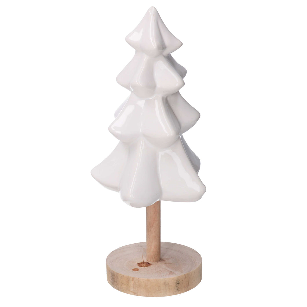 Pinheiro em Cerâmica c/Base em Madeira 29cm