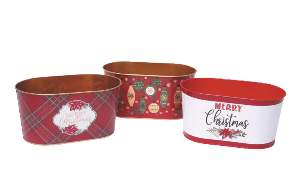 Vaso Oval de Natal em Metal