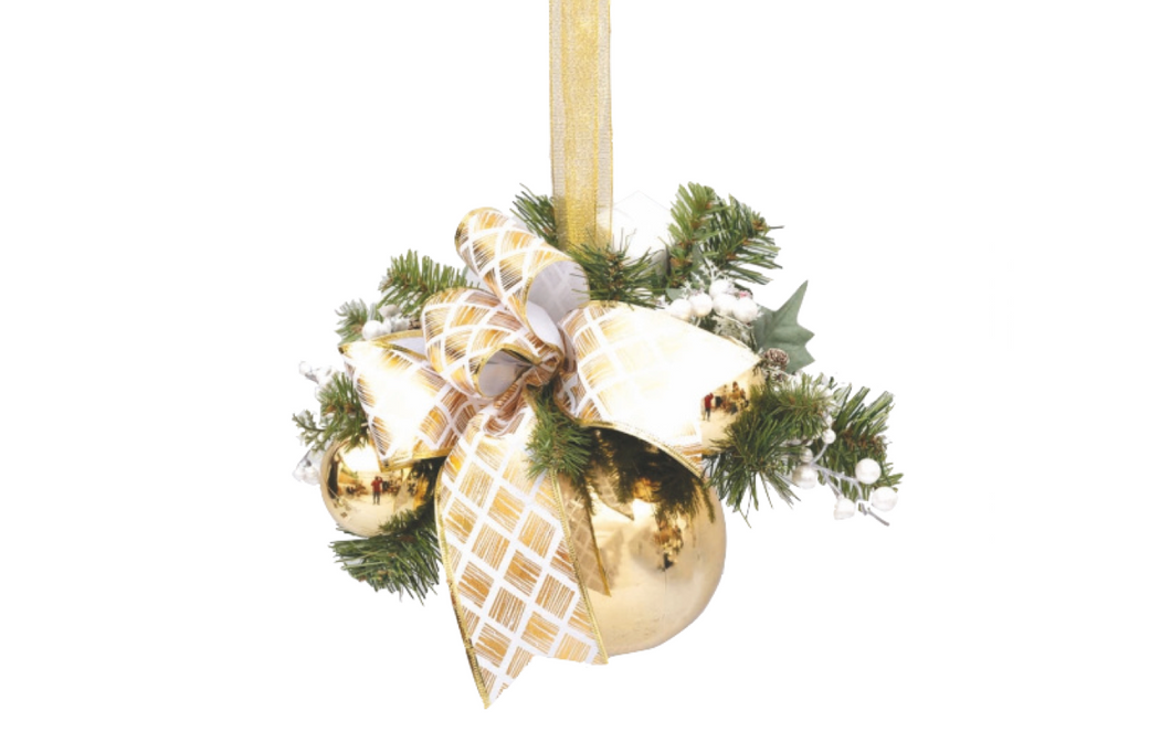 Bola Dourada 12cm c/ Decoração