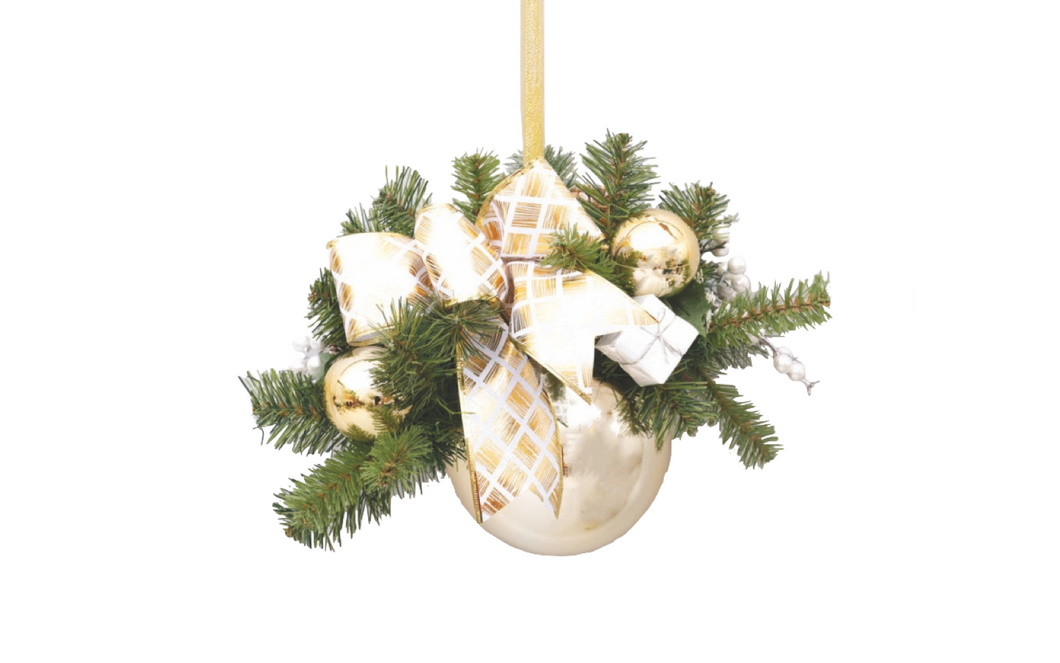 Bola Dourada 15cm c/ Decoração