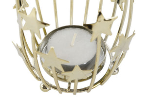 Porta Velas Estrelas Douradas em Metal