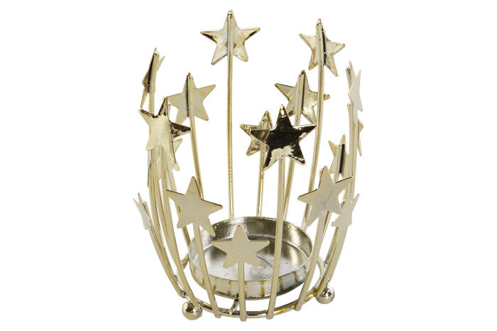 Porta Velas Estrelas Douradas em Metal