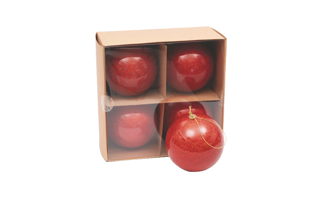 Caixa de 4 Bolas 10cm Vermelhas