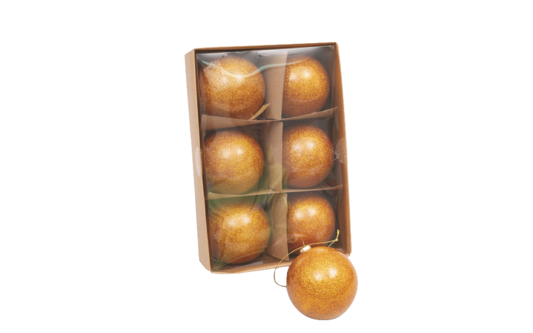 Caixa de 6 Bolas 7.5cm Douradas