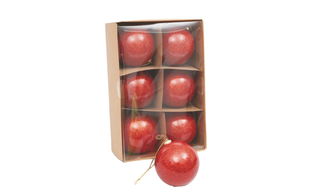 Caixa de 6 Bolas 7.5cm Vermelhas