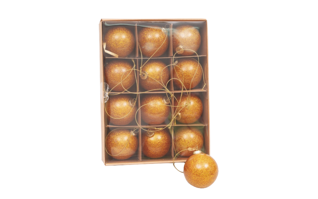 Caixa de 12 Bolas 5cm Douradas