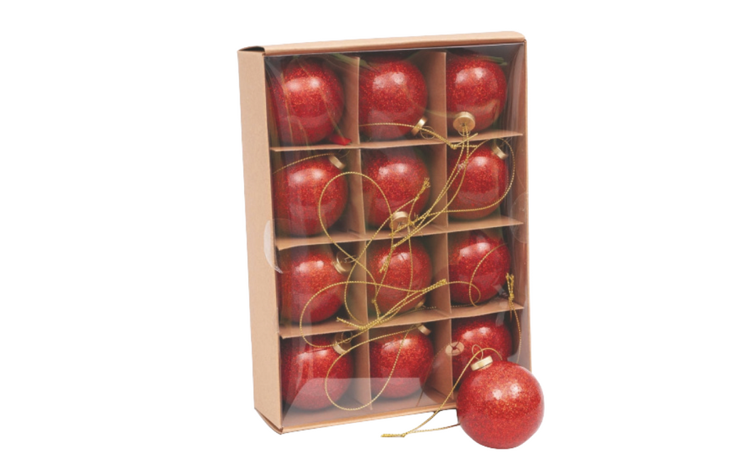 Caixa de 12 Bolas 5cm Vermelhas
