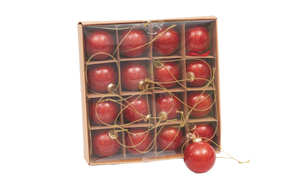 Caixa de 16 Bolas 4cm Vermelhas
