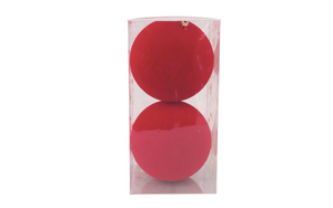 Caixa de 2 Bolas 12cm Vermelhas em Veludo