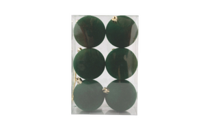 Caixa de 6 Bolas 8cm Verdes em Veludo
