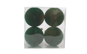 Caixa de 4 Bolas 10cm Verdes em Veludo