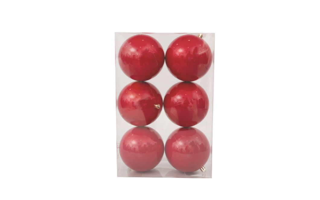 Caixa de 6 Bolas 10cm Vermelhas