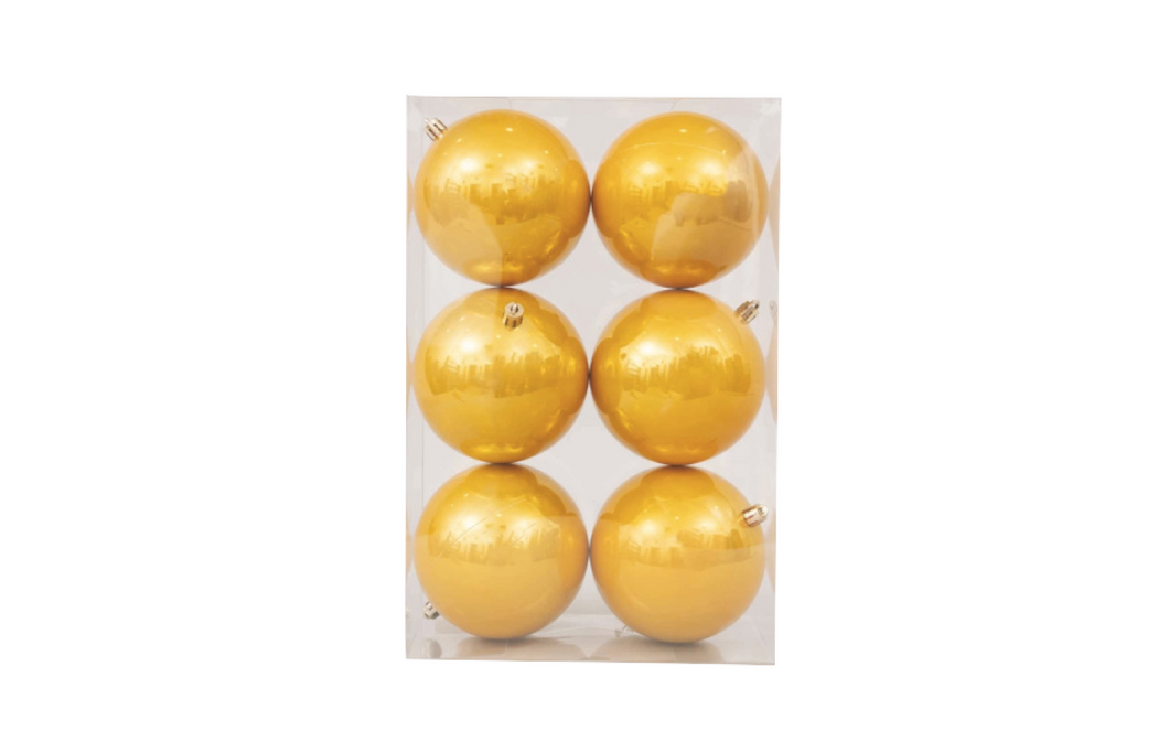 Caixa de 6 Bolas 10cm Ouro