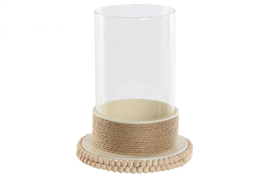 Porta Velas em Metal Vidro e Corda