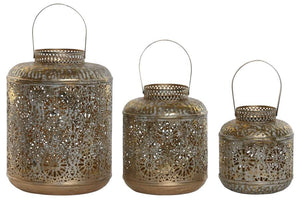 Porta Velas Dourado em Metal