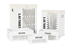 Conjunto de Cestos "Home Laundry" em Madeira